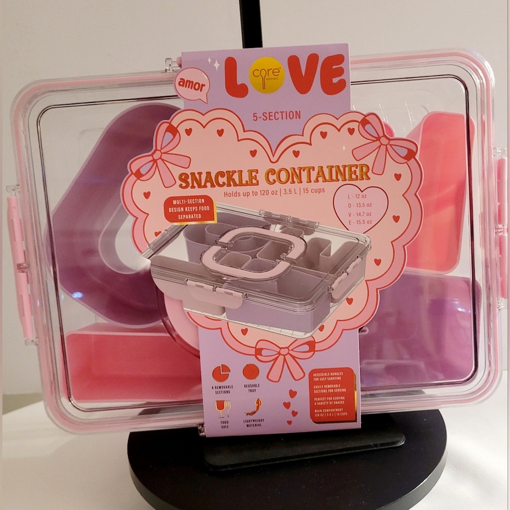 Amor Love 5-Section Snackle Container — Pink & Purple - Picture 3 of 7